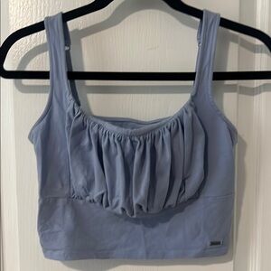 Light Blue Ruched Cropped Tank